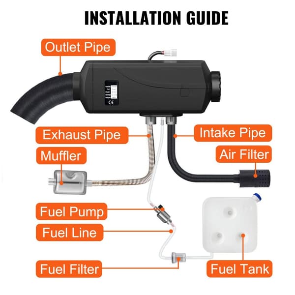 5KW 12V högeffektiv luftdieselvärmare, låg energiförbrukning fordonsparkeringsvärmare med LCD och fjärrkontroll, lågt brus