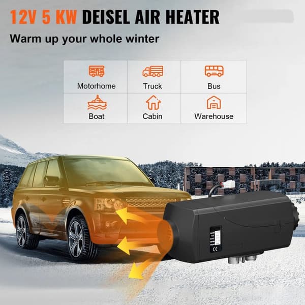 5KW 12V högeffektiv luftdieselvärmare, låg energiförbrukning fordonsparkeringsvärmare med LCD och fjärrkontroll, lågt brus