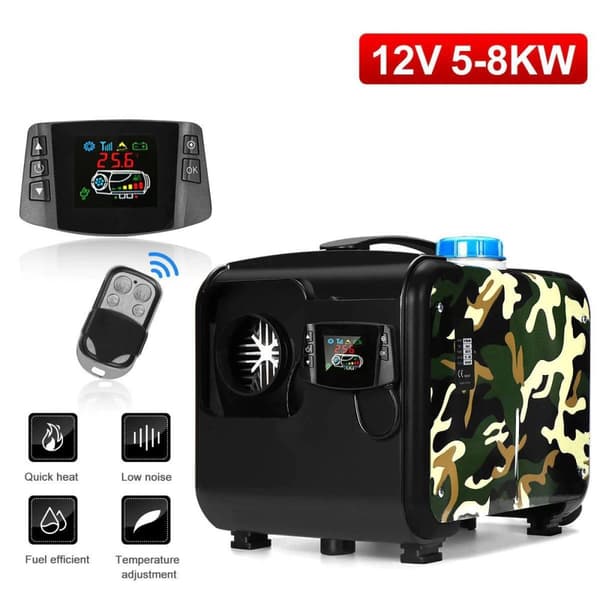 integrerad 12V 5-8kw dieselluftvärmare med LCD-omkopplare/fjärrkontroll, fordonsparkeringsvärmare, lätt att installera/underhålla