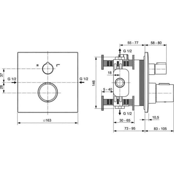 IDEAL STANDARD A7522XG CERATHERM C100 BADTERMOSTAT, SILKESVART