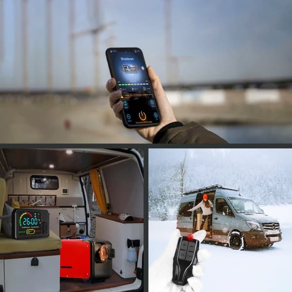 Sunster 8KW Dieselvärmare 230V, 12V/24V, med Bluetooth-anslutning, LCD och fjärrkontroll,  Effektiv Värme, Låg Ljudnivå, WEBASTO