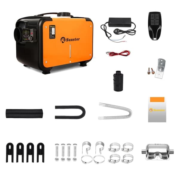 Sunster 8KW diesellämmitin 230V, 12V / 24V, Bluetooth-yhteydellä, LCD ja kaukosäädin, tehokas lämmitys, hiljainen, WEBASTO