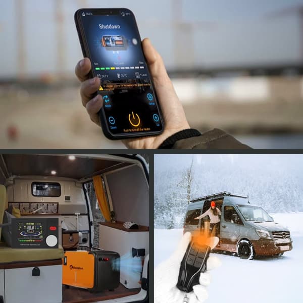 Sunster 8KW diesellämmitin 230V, 12V / 24V, Bluetooth-yhteydellä, LCD ja kaukosäädin, tehokas lämmitys, hiljainen, WEBASTO