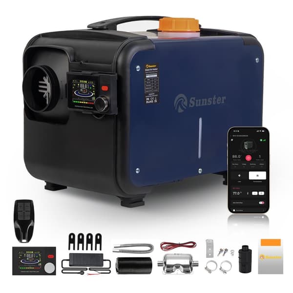 Sunster 8KW Dieselvärmare Luftvärmare 12/24V & 230V med Start/Stop, Ventilationsfunktion, Bluetooth & fjärrkontroll – Webasto Sunster 8KW Dieselvärmare Luftvärmare 12/24V & 230V med Start/Stop, Ventilationsfunktion, Bluetooth & fjärrkontroll – Webasto