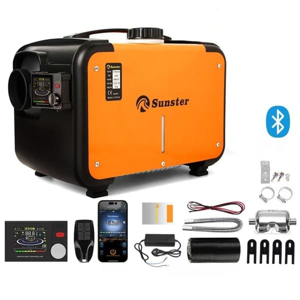 Sunster 8KW diesellämmitin 230V, 12V / 24V, Bluetooth-yhteydellä, LCD ja kaukosäädin, tehokas lämmitys, hiljainen, WEBASTO