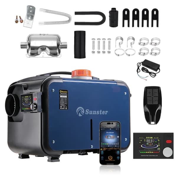 Sunster 8KW diesellämmitin 230V, 12V / 24V, Bluetooth-yhteydellä, LCD ja kaukosäädin, tehokas lämmitys, hiljainen, WEBASTO
