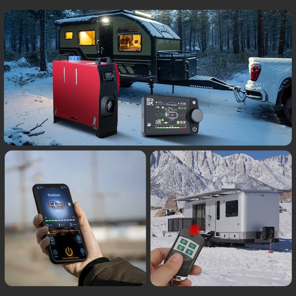 Sunster 8KW Dieselvärmare 12V/24V, med Bluetooth-anslutning, LCD och fjärrkontroll, Effektiv Värme, Låg Ljudnivå, WEBASTO