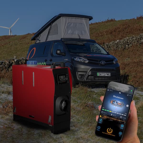 Sunster 8KW Dieselvärmare 12V/24V, med Bluetooth-anslutning, LCD och fjärrkontroll, Effektiv Värme, Låg Ljudnivå, WEBASTO