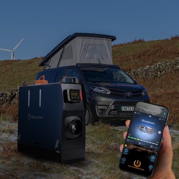Sunster 8KW diesellämmitin 230V, 12V / 24V, Bluetooth-yhteydellä, LCD ja kaukosäädin, tehokas lämmitys, hiljainen, WEBASTO