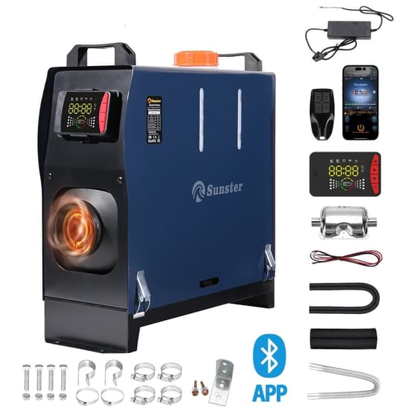 Sunster 8KW diesellämmitin 230V, 12V / 24V, Bluetooth-yhteydellä, LCD ja kaukosäädin, tehokas lämmitys, hiljainen, WEBASTO Sunster 8KW diesellämmitin 230V, 12V / 24V, Bluetooth-yhteydellä, LCD ja kaukosäädin, tehokas lämmitys, hiljainen, WEBASTO