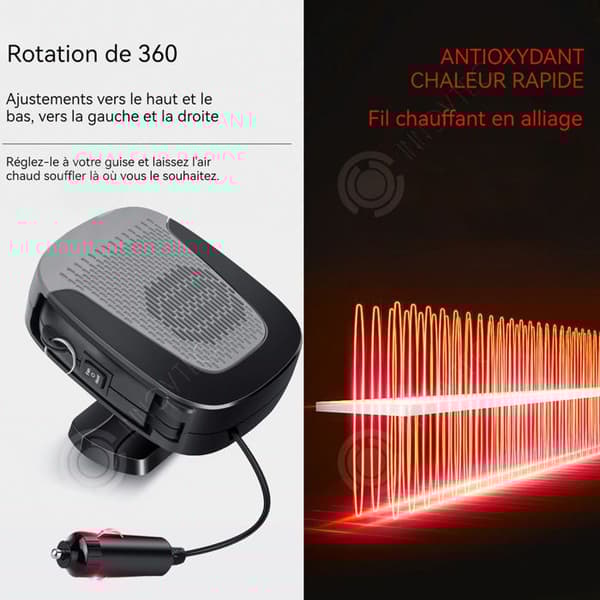 INN Bilvärmare 150W 15x13x8,5cm elektrisk värmare avfrosta och eliminera imma justerbar genom rotation snabb uppvärmning