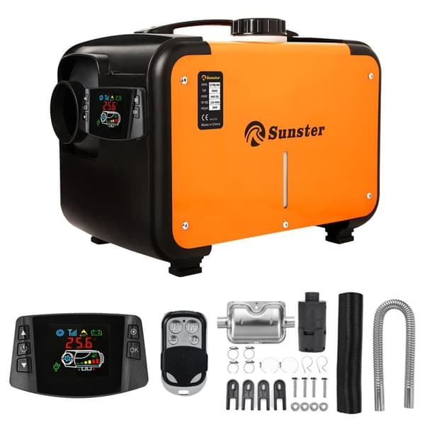 Sunster 8KW Dieselvärmare 12V, LCD och fjärrkontroll, Effektiv Värme, Låg Ljudnivå, WEBASTO