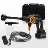 Sunster Trådløs Højtryksrenser 21V 2000W 160Bar 6-i-1 Dyse Børsteløs Motor 1x 4.0Ah Batterier Bærbar 5m Slange