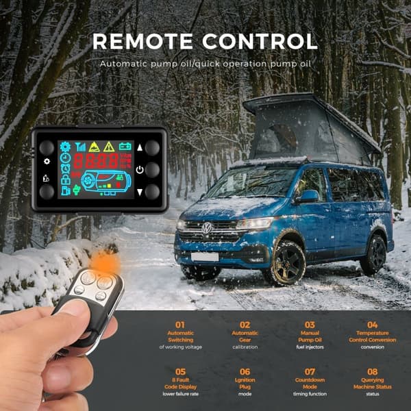 SUNSTER Diesel-ilmanlämmitin 12V 8kW, kannettava ohjaamon lämmitin LCD-näytöllä ja kaukosäätimellä autoon, kuorma-autoon, matkailuautoon