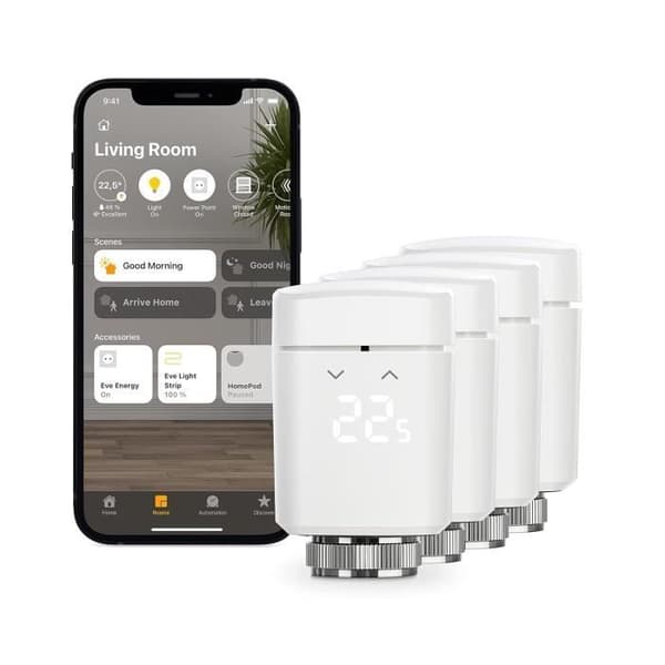 Eve Thermo Apple Home Set om 4 - Intelligent Radiatortermostat med LED-display