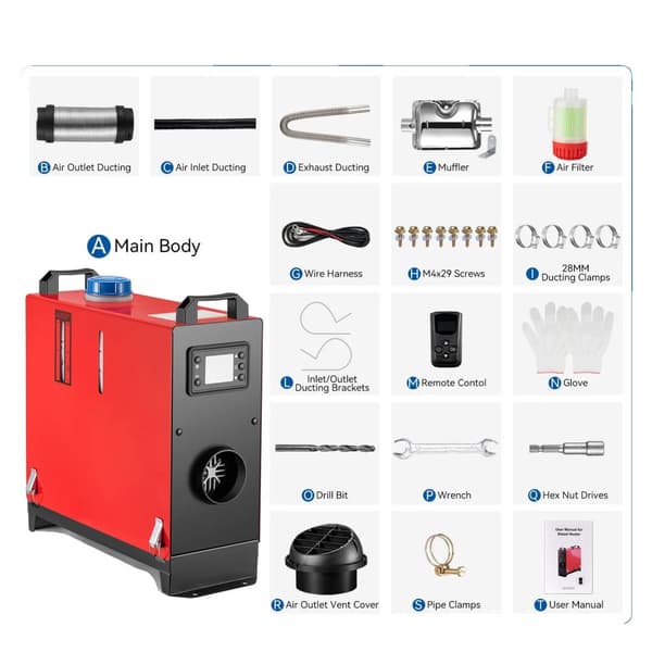 Bil Diesel Luftvärmare, Kraftfull 5KW Värme, Fjärrkontrollsfunktion,5KW Vertikal
