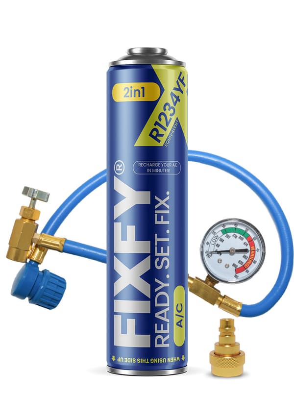 FIXFY 2in1 500ml ilmastointilaitteen täyttösarja - ISO KANSSA + letku + R1234yf-sovitin