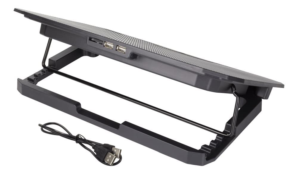 DELTACO laptopkylare för 15.6", 2x120mm läktar. blå-LED, svartt