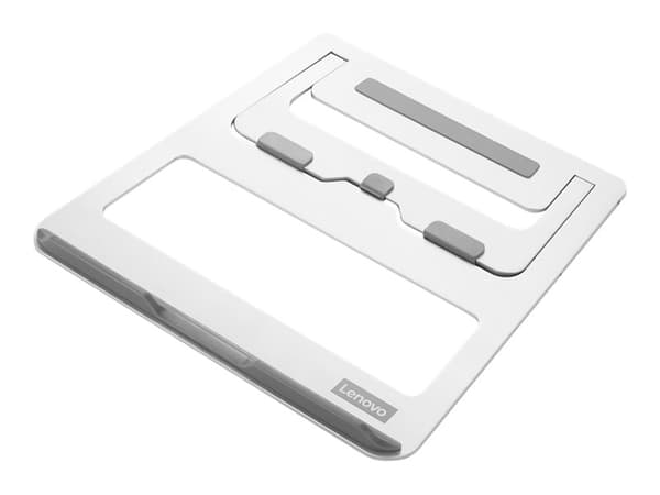 Lenovo GXF0X02618, Kannettavan tietokoneen teline, Harmaa, Valkoinen, Alumiini, Kumi, 38,1 cm (15"), 0 - 95 mm, 18 - 18° Harmaa, Valkoinen