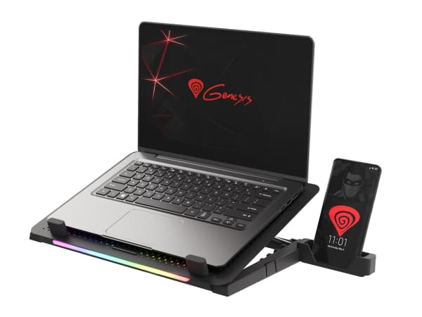 Genesis OXID 450 - Notebookkjølepute - med 2-porters USB-hub - 15.6" - 140 mm/60 mm - svart