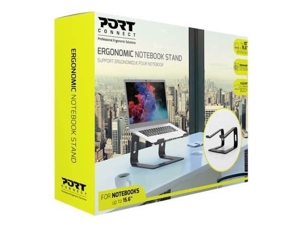 PORT Connect ERGONOMIC NOTEBOOK STAND - Ställ för bärbar dator - 10" - 15.6"