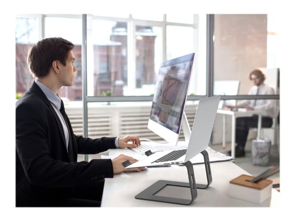 PORT Connect ERGONOMIC NOTEBOOK STAND - Ställ för bärbar dator - 10" - 15.6" Gjuten aluminium, Svart