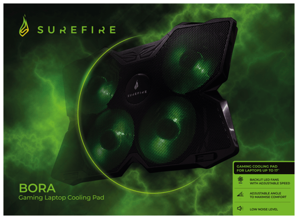 Surefire Gaming Bora - Laptop Køler - USB-Hub - Sort/Grøn