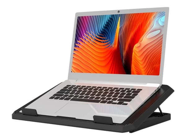 PORT Ergonomic Cooler Pro - Notebookvifte - med 2-porters USB-hub - 17" - 140 mm Sort