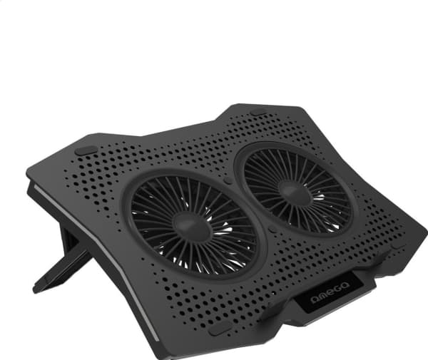 Omega Laptop Cooler Pad for bærbare datamaskiner varebil 10 til 18 tommer, 410*280*34 mm - 2 vifter - 6,5 til 45 grader tilt