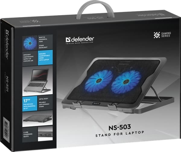 Defender NS-503, 43,2 cm (17"), 2 stykker, 12,6 cm, 1000 RPM, Sort, Metall, Plast