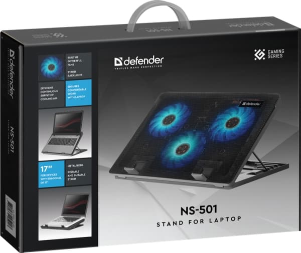 Defender NS-501, 43,2 cm (17"), 3 stykker, 11,3 cm, 1450 RPM, Sort, Metall, Plast