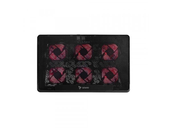 Savio Laptop cooling pad 6 backlit fans 2000 RPM COS-01, 43,9 cm (17.3"), 5 kg, 6 stykker, 7 cm, 7 cm, 7 cm Sort, Rød