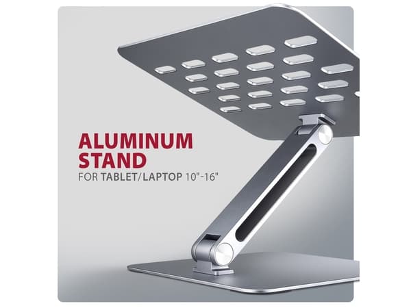 Axagon STND-LQ, Ställ till bärbara datorer, Grå, Gjuten aluminium, 25,4 cm (10"), 40,6 cm (16"), RoHS
