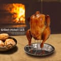 Miniatyrbild 5 av 5: Hopfällbar BBQ Kycklingställ Kycklinggrill Rostfritt Stål Silver Rund