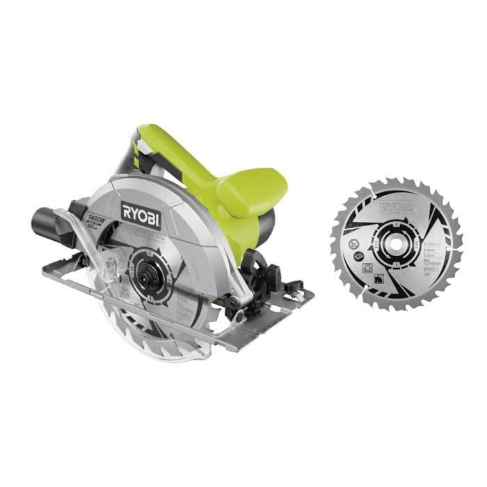 RYOBI Rundsav - 1400 W - Leveres med 1 kniv 20 tænder 190mm og en parallel styring + 2. klinge 24 tand
