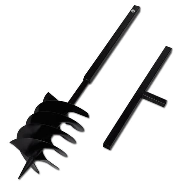 vidaXL Jordbor med Håndtak Auger Drill Bit 200 mm 3 Spiraler Stål Svart