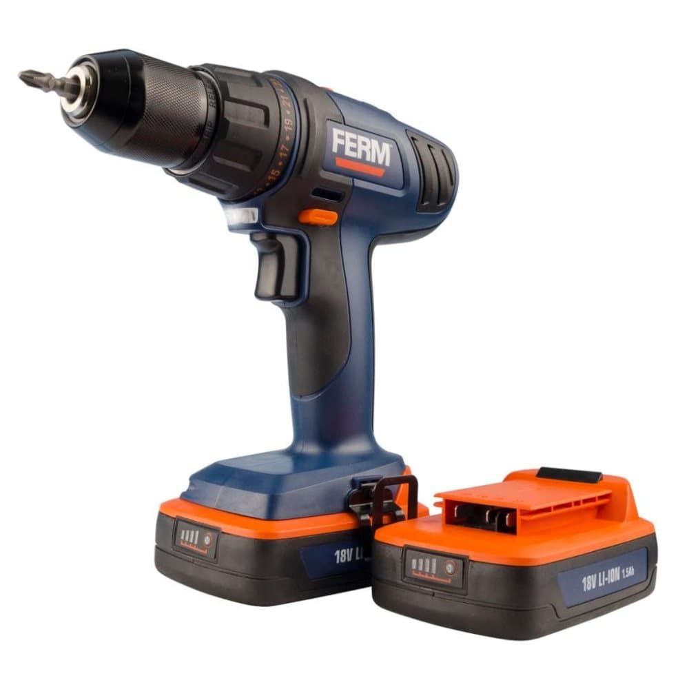 FERM 18V Li-Ion Batteridrevet Drill 1.5Ah - 2 batterier - CDM1114S
