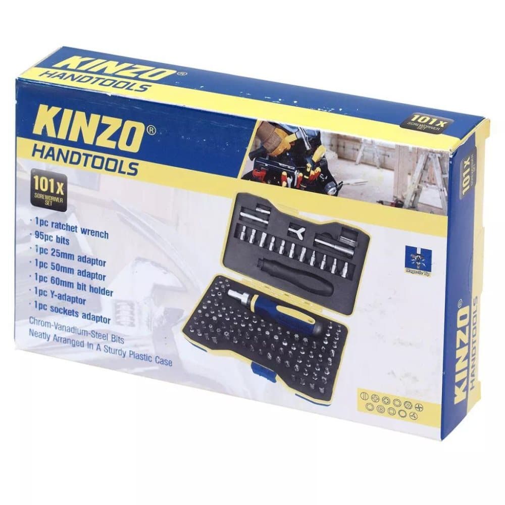 Kinzo sæt med bits til skruetrækker, 101 dele