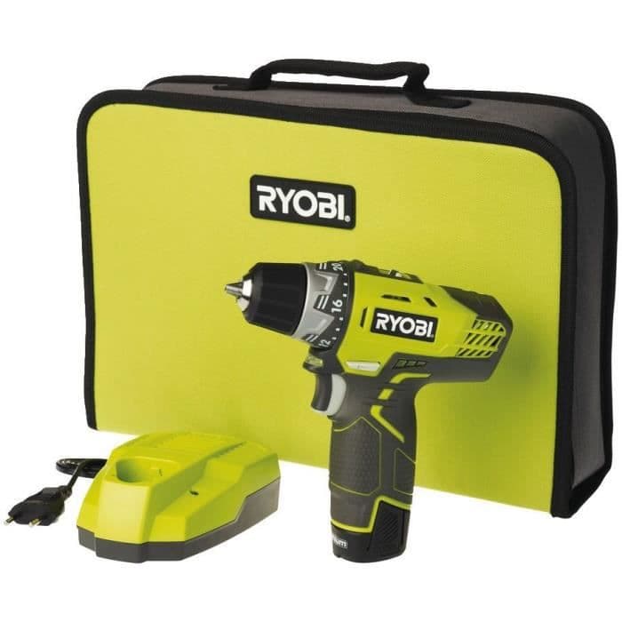 RYOBI 12V bor med 1 litiumbatteri 1,3 Ah