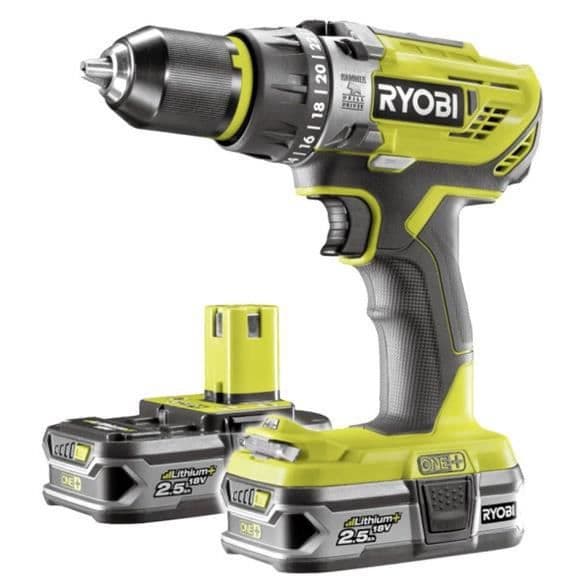 RYOBI percussion Drill-Percussion Pack + 2 batterier - 2,5Ah - 50 Nm