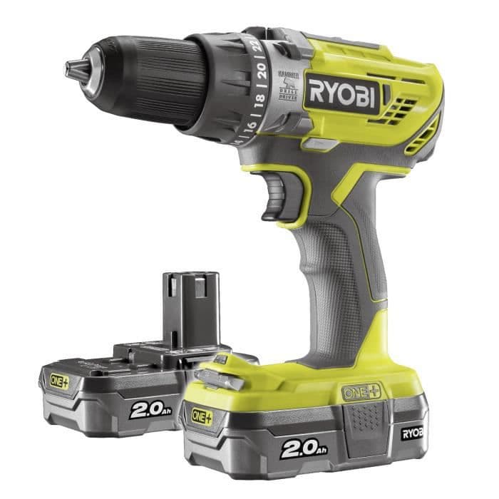 RYOBI Trådløs slagboremaskinepakke + 2 batterier - 18V - 2Ah