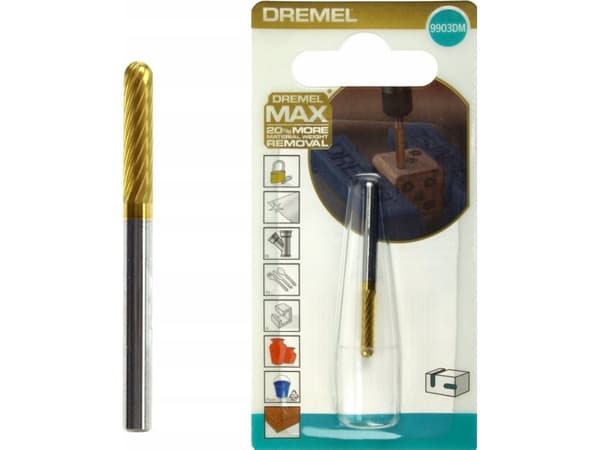 Dremel 9903DM, Dremel, Alumiini, Messinki, Tiili, valurauta, Keraaminen, Lehtipuu, Nahka, Kipsilevy, Muovi, Kumi, Pehmeä..., 35000 RPM, 3,2 mm, 3,9 c