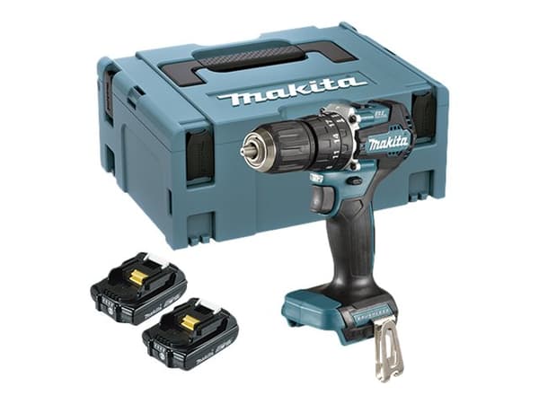 Makita DHP487RAJ - Slagborr/skruvdragare - sladdlös - 2 hastigheter - nyckellös chuck 13 mm - 40 N·m - 2 batterier - 18 V
