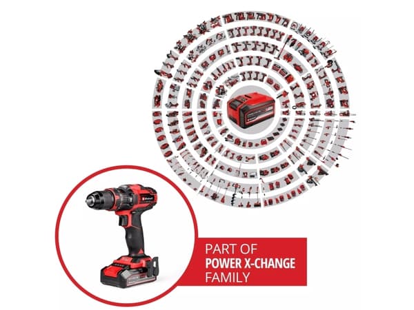 Einhell TE-CD 18/44 Li-i, Boremaskin med pistolgrep, Børstet, Sort, Rød, 1,3 cm, 24000 RPM, 2 mm