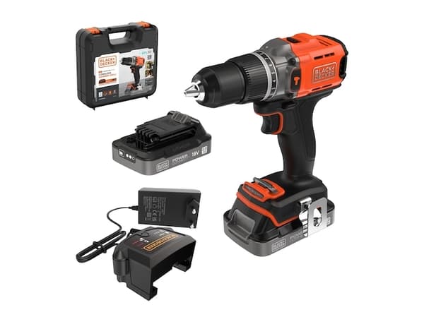 Black & Decker BCD383D2XK-QW, Boremaskin med pistolgrep, Oransje, 1,3 cm, Batteri, 2 Ah, 18 V