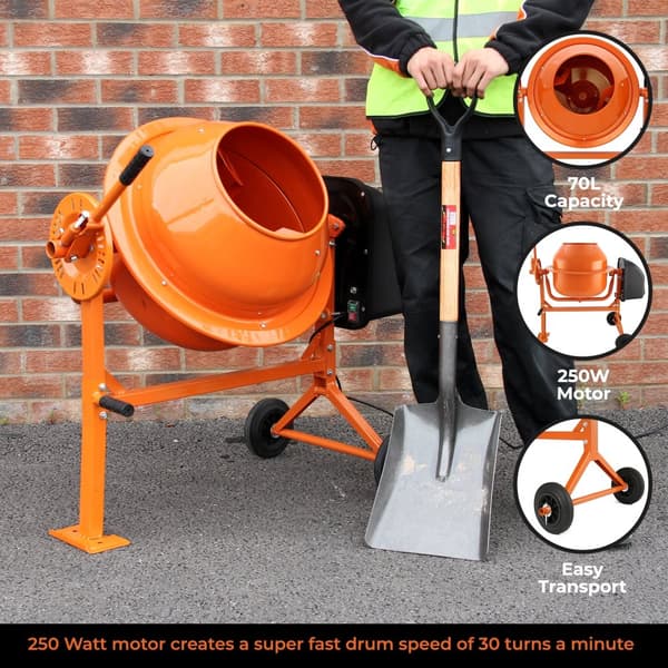 Elektrisk 70 L Betongblandare 30 rpm Cementblandare Betongmixer Cementmixer Betong Cement Bygg Murbruk 100cm x 97cm x 55cm | MonsterShop