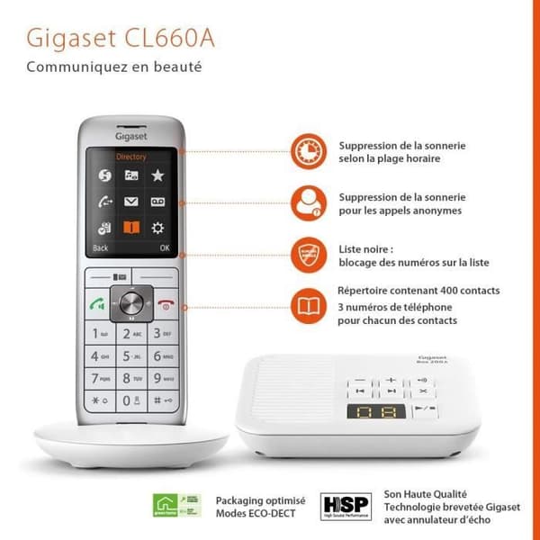 GIGASET fast telefon CL 660 A vit