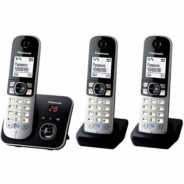 Trådløs telefon Panasonic KX-TG6823 Hvid Sort Sort/Sølvfarvet Sort, Sølv