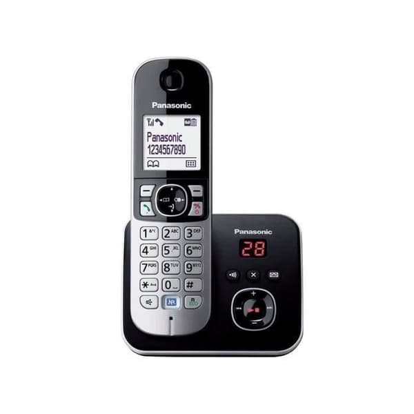 Panasonic KX-TG6821FRB | DECT trådlös telefon med telefonsvarare, handsfree nummerpresentation, samtalsblockering, LCD-skärm, svart