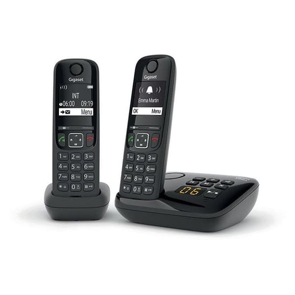 AS690 A Duo Svart fast telefon - GIGASET - 20 min telefonsvarare - Högpresterande handsfree - Ultraläsbar display Svart